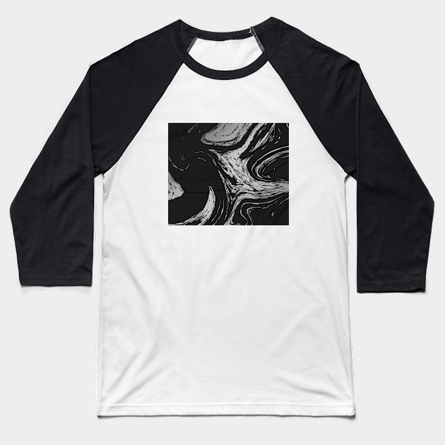 Silver and Black Marble Baseball T-Shirt by timegraf